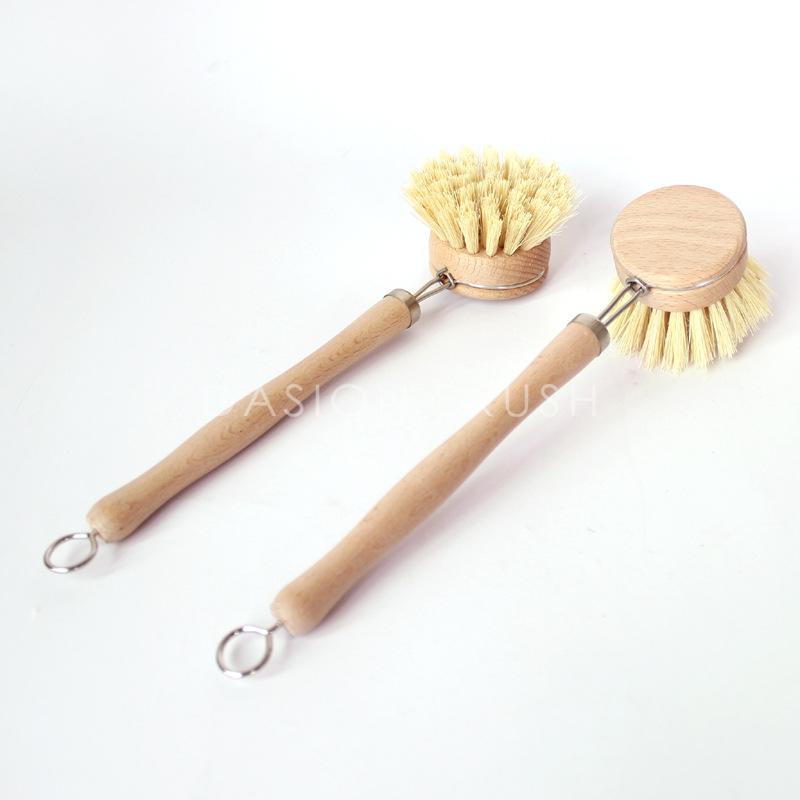 Bamboo handle sisal fiber pot cleaning brush 