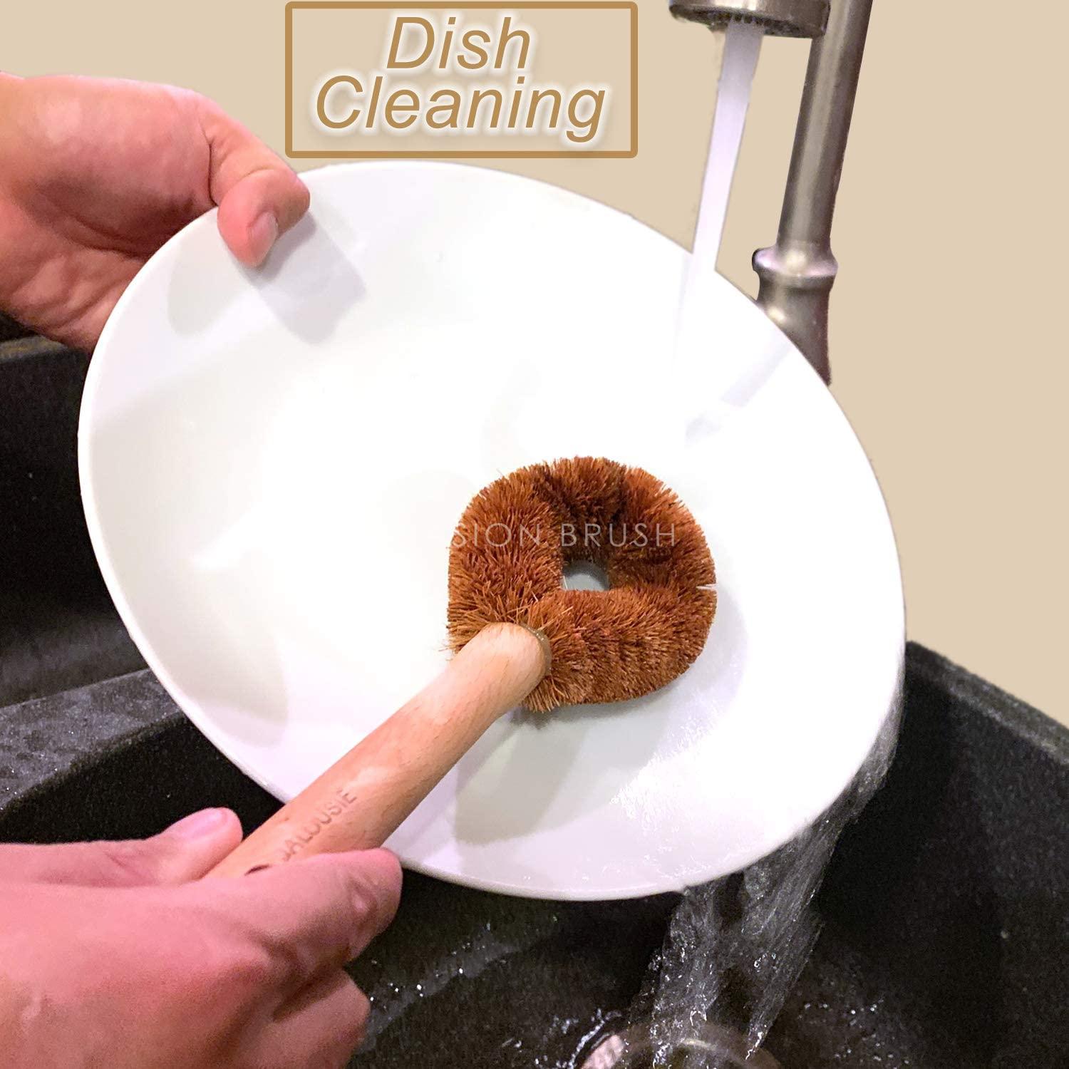 فرشاة تنظيف طبق جوز الهند